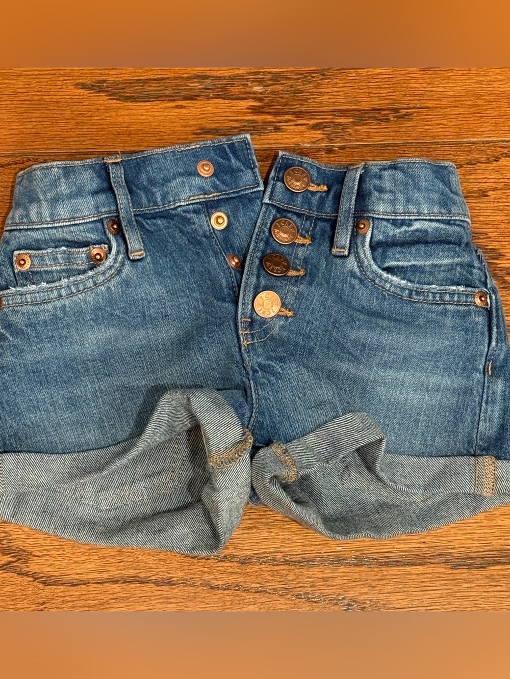 Crew Cuts by J.Crew Girls' Cuffed Denim Shorts in Poppy Wash Cotton Blend Sz 5 - Picture 3 of 6